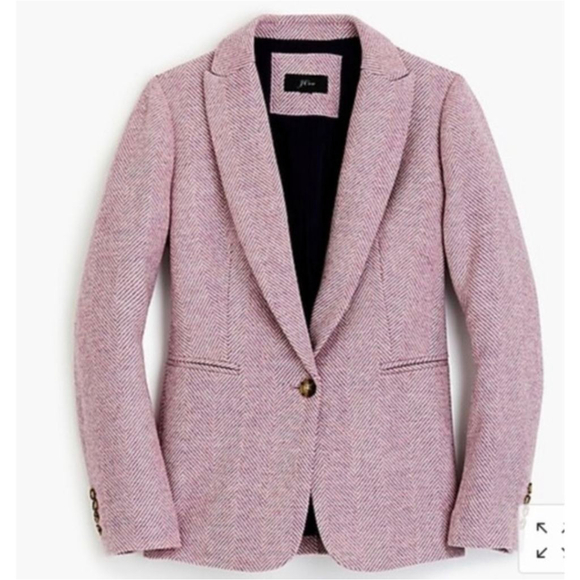 J. Crew Factory Jackets & Blazers - J.Crew Parke Herringbone Blazer Pink White Size 4